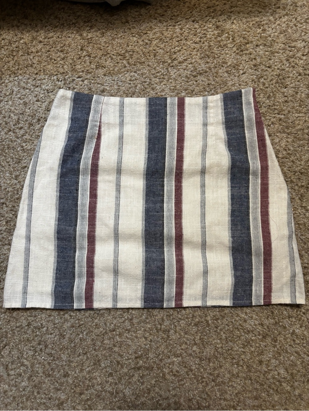 Forever 21 Striped Mini Skirt in Ivory, Navy & Burgundy